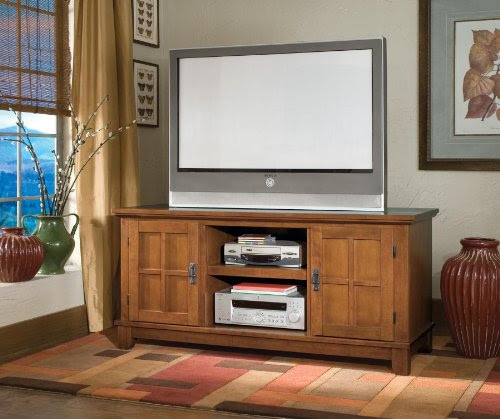 Home Style 5180-12 Arts and Crafts Entertainment Console, Cottage Oak Finish