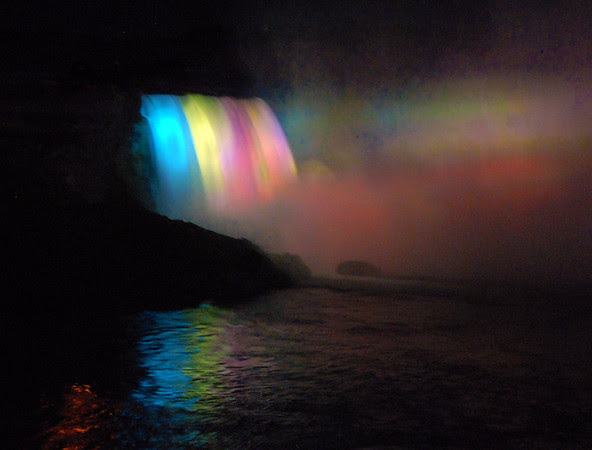The Canadian Falls illuminated
