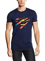 DC Comics Camiseta Manga Corta Superman Torn Logo (Azul Marino)