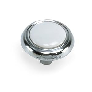 Laurey 15427 First Family 1-1/4-Inch Diameter Knob, Chrome with White Inset