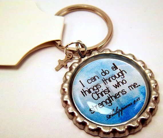 Phillippians 4:13 Inspirational Bottle Cap Keychain