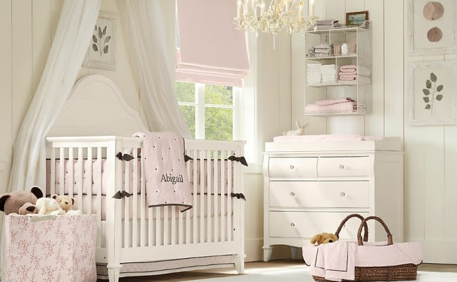 pink girl living ideas for baby room in vintage style