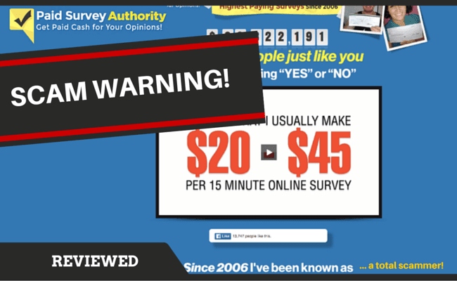 Paid Survey Authority Scam