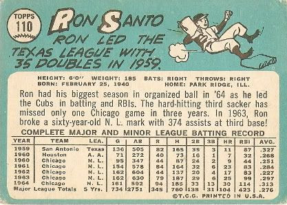 #110 Ron Santo (back)