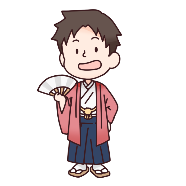 赤色の袴を着た男の人のイラスト かわいいフリー素材が無料のイラストレイン