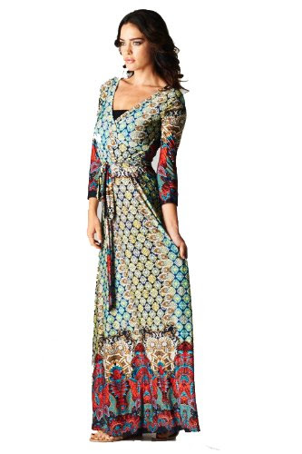 On Trend Paris Dress Bohemian 3/4 Sleeve Long Maxi Dress