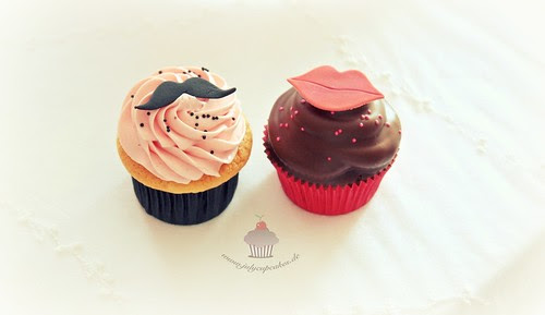 Lips and Mustache Cupcakes