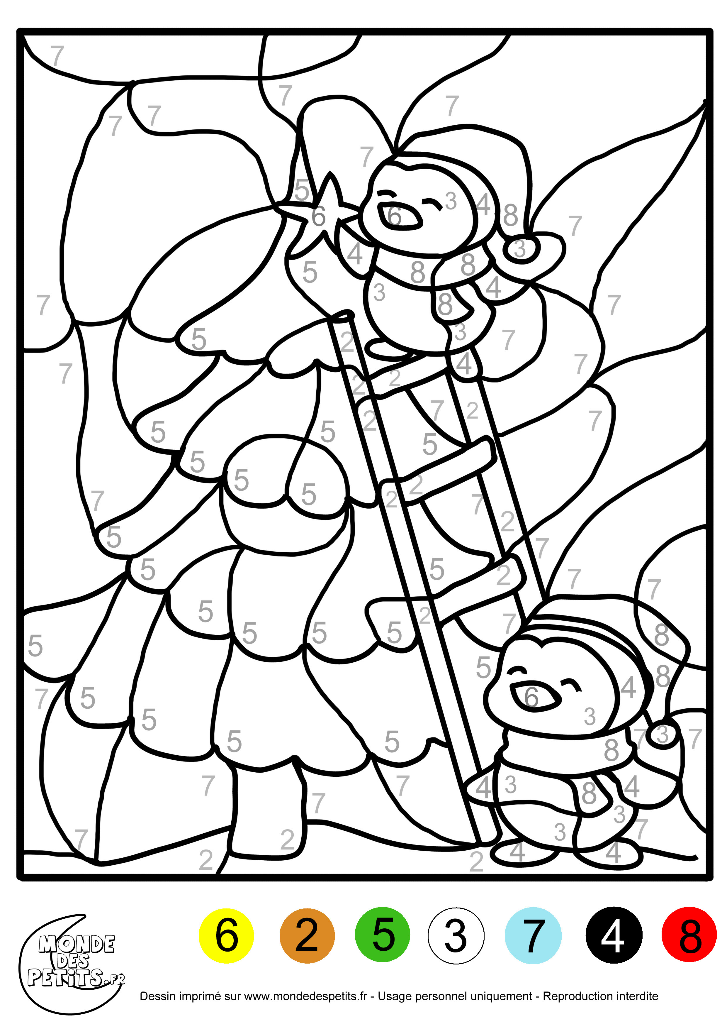Coloriage magique chiffres sur le th¨me de No l