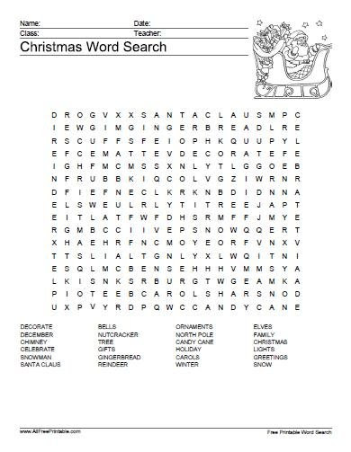 Christmas Word Search Free Printable