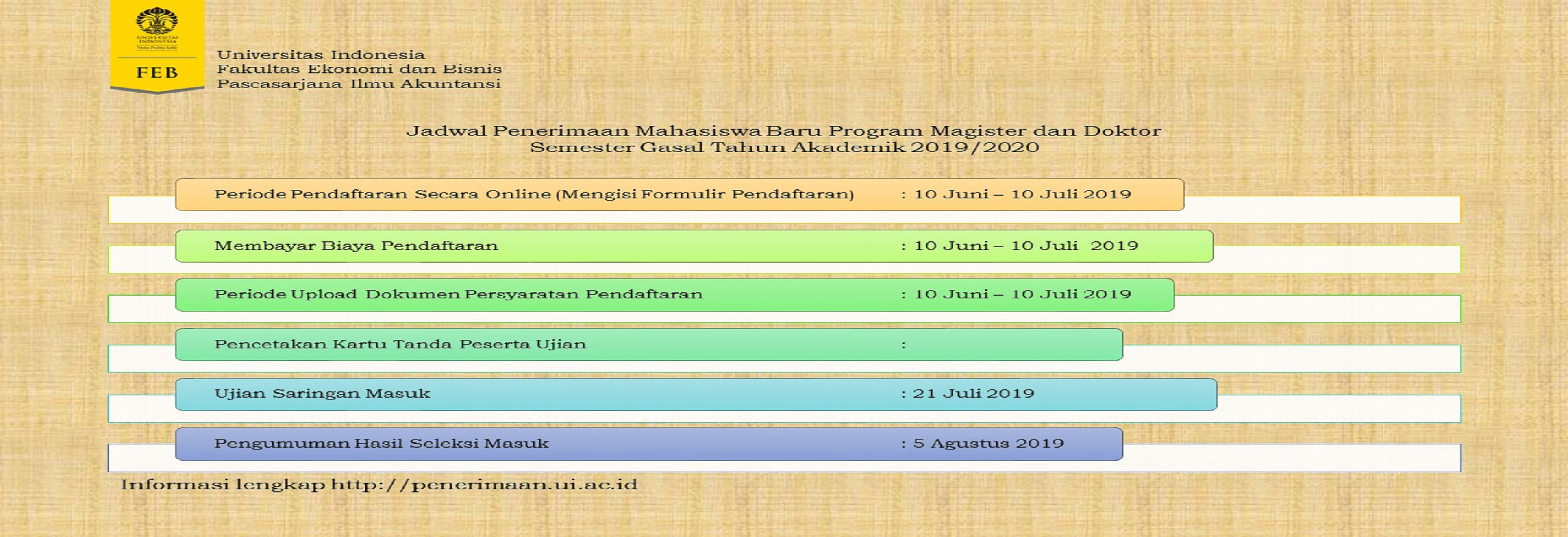 Jadwal Pendaftaran Semester Gasal TA 2019 2020