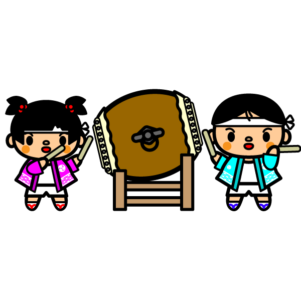 かわいい祭り太鼓の無料イラスト 商用フリー オイデ43