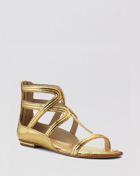 Michael Kors Flat Gladiator Sandals Hunter in Gold | Lyst