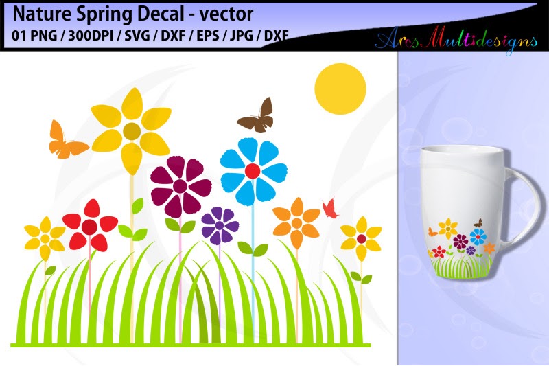 Download Spring fun decal svg cut file / flower decal for Silhouette for Cricut, Silhouette and Other Machine
