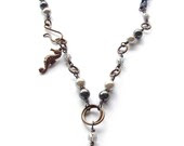 Gray Pearl and Polymer Clay Shell - Beach Necklace - ForMySweetDaughter