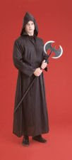 Black Taffeta Hooded Robe  
