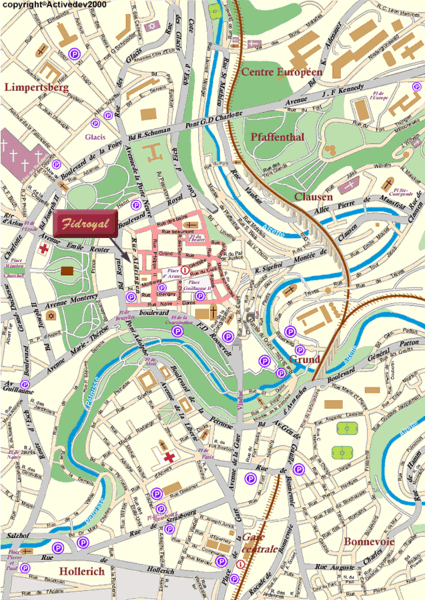 Luxembourg City Street Map - Luxembourg Luxembourg • mappery