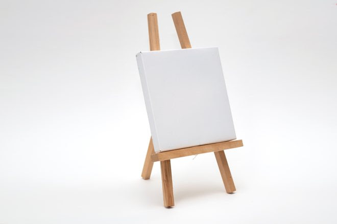 A blank canvas on an easel