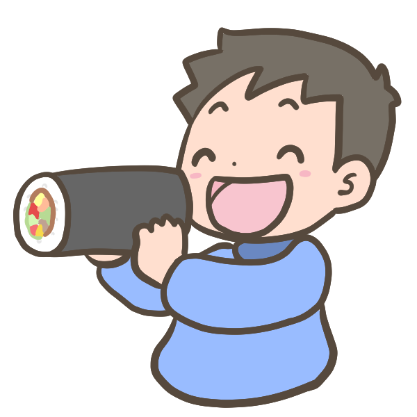 恵方巻を食べる男の子のイラスト かわいいフリー素材が無料のイラストレイン
