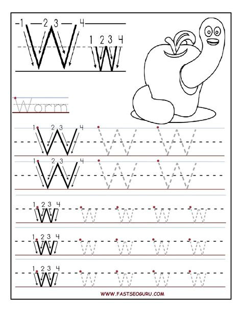  letter w tracing sheet alphabetworksheetsfreecom
