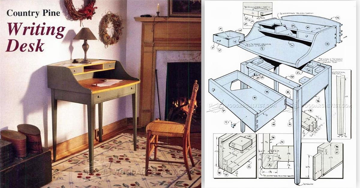 Writing Desk Plans • WoodArchivist