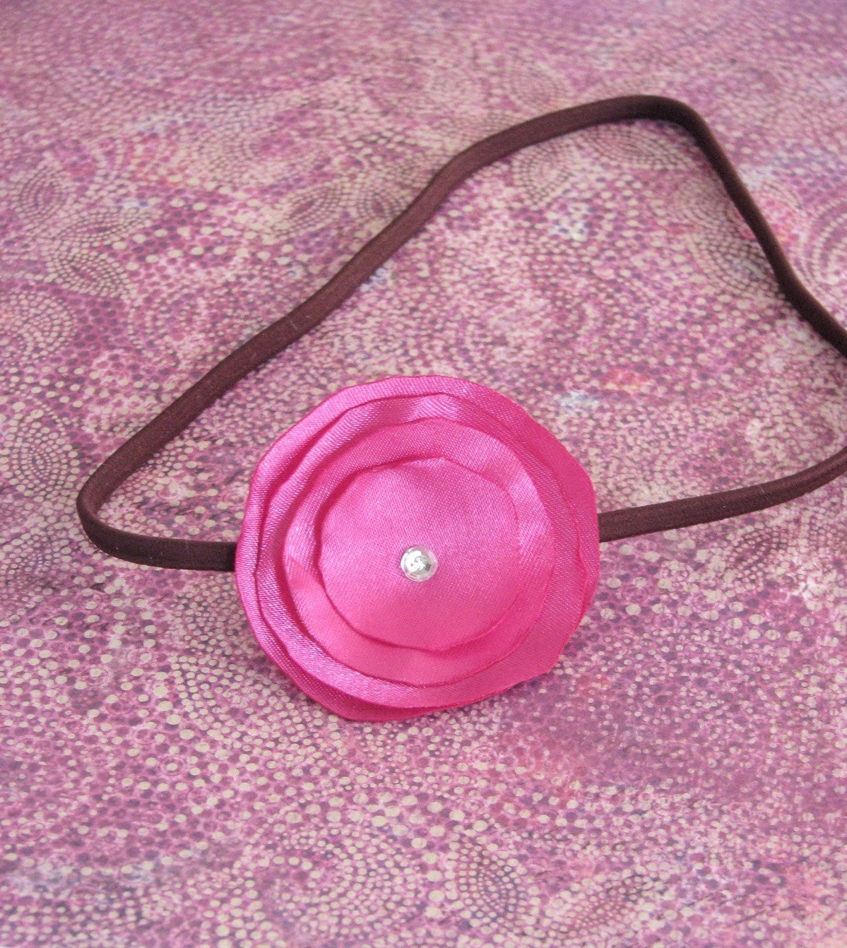 Pink Poppy - Pink Satin Petal Thin Headband - Infant Baby Toddler Teen Adult