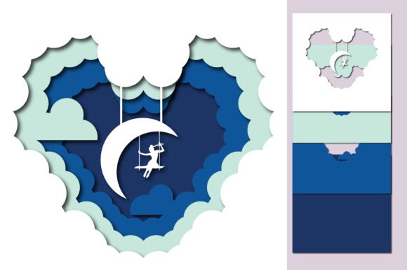 Etsy Girl in the Cloud 3D Paper Cut Shadow 3D SVG Cut Files cut files for your personal DIY projects