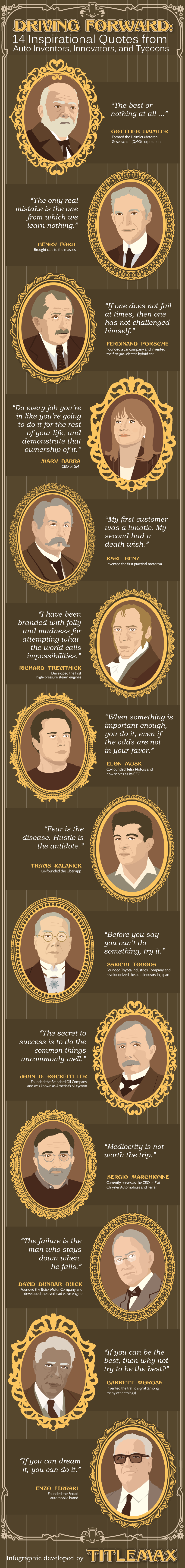 A gathering of inspiring quotes by auto inventors