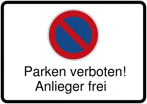 Parken verboten. Anlieger frei - Schild downloaden und drucken