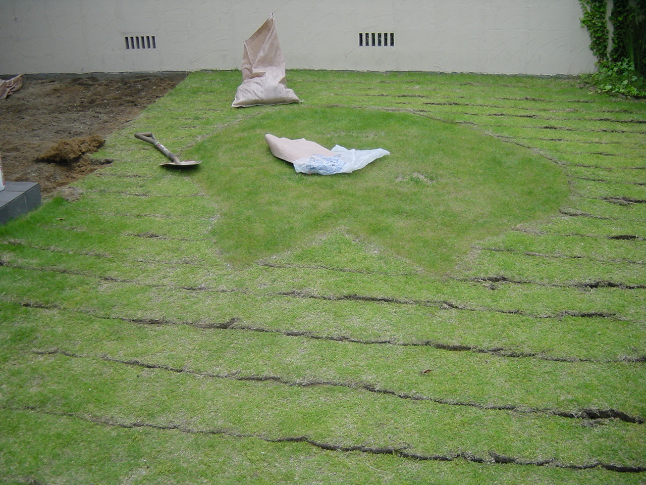 芝生を剥がすのは本当に大変