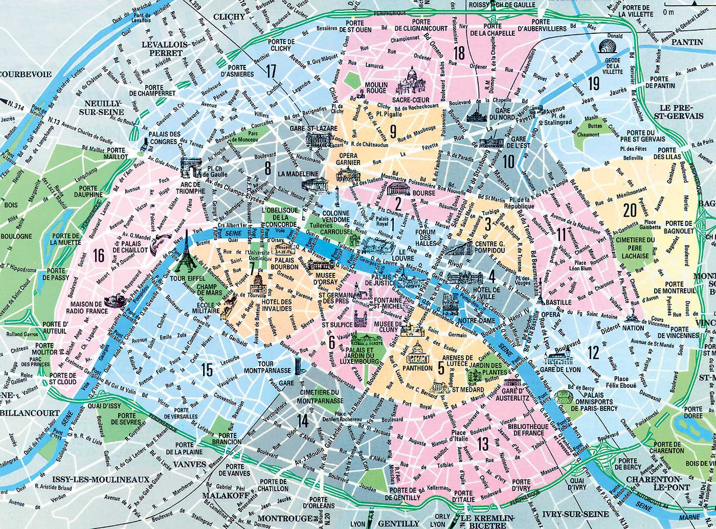 Paris Map Arrondissements Pdf The Triplets of Belleville Maps   Map of Arrondissements in Paris
