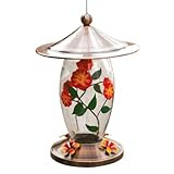 Friends Of Flight Haven HB0006SR Hand Painted Glass Flower Design Hummingbird Feeder