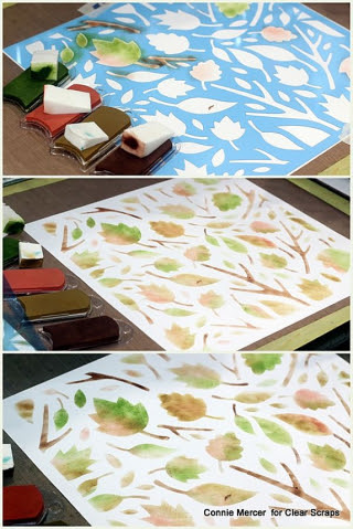 Clear scraps_twig leaves stencil_c. mercer