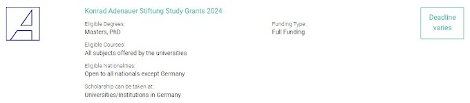 The Konrad Adenauer Stiftung Study Grants 2024
