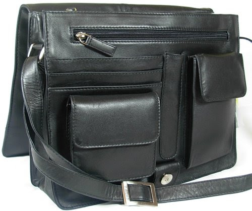 Best Review New ladies Visconti black soft leather messenger organiser bag 753