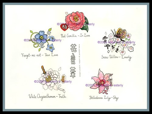  Tattoo Flash: Hanakotoba, The Japanese Flower Language (color) 