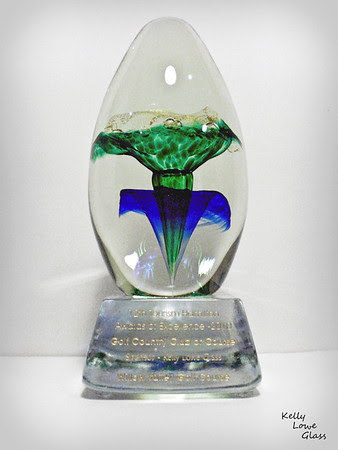 engraved glass awards. engraved cast glass base.