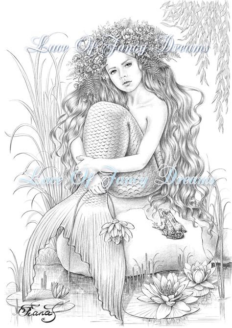  mermaid coloring page pdf printable coloring pages for adults etsy