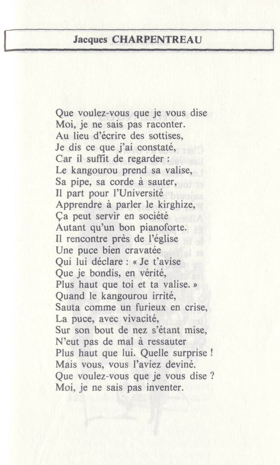 Poeme De Jacques Charpentreau