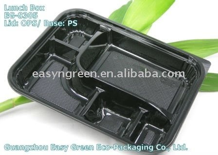 Shinning Black Take Away Lunch Box 5 Compartments w/ Clear Lids /300 Combo