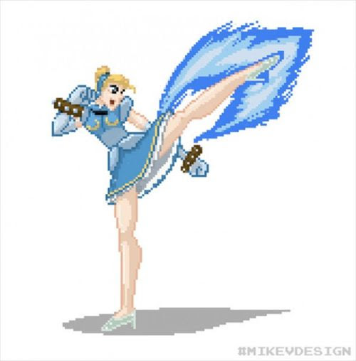 もしも ディズニー プリンセスたちが格ゲーキャラだったら カプコンvsディズニープリンセス 風ドット絵イラスト そうさめも