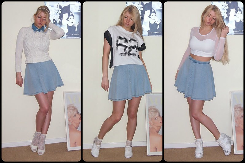 Topshop, American Apparel Dupe, Circle Skirt, Mini Skirt, Denim, Double Denim, How to Wear, Crop Top