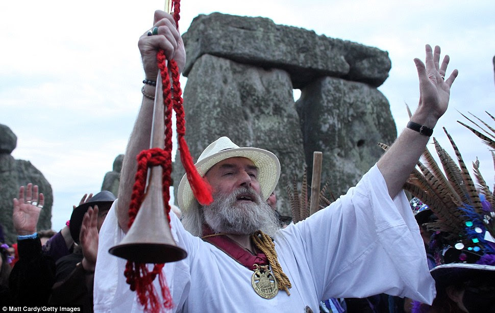 Service: Rollo Maughfling, the Archdruid of Glastonbury and Stonehenge, conducts a solstice celebration