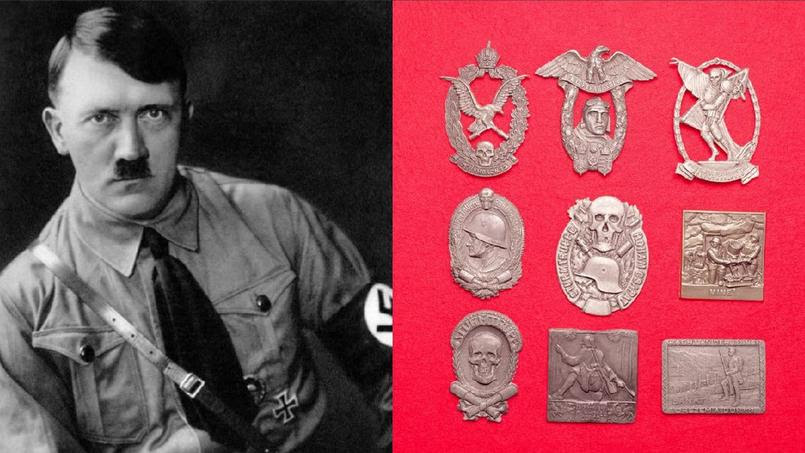 Un portrait d'Hitler et un aigle impérial du IIIe Reich ont été retrouvés parmi les bibelots.