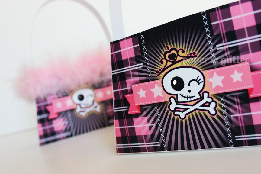 Rock Star Skull Punk Princess Purse or favor box for birthday party 