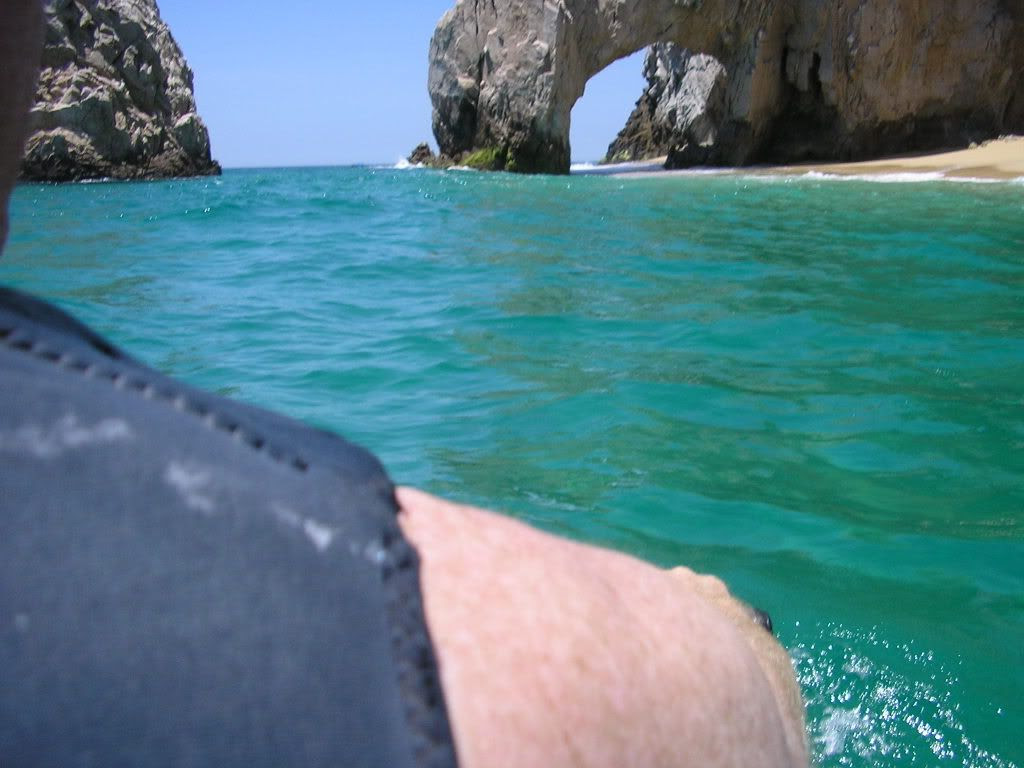 On jetski, looking over Richard's shoulder