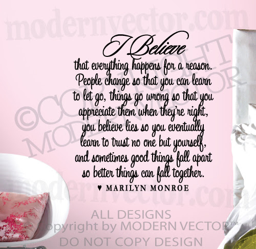 Marilyn Monroe Quote Vinyl Wall Decal I Believe Vinyl Sticker ...