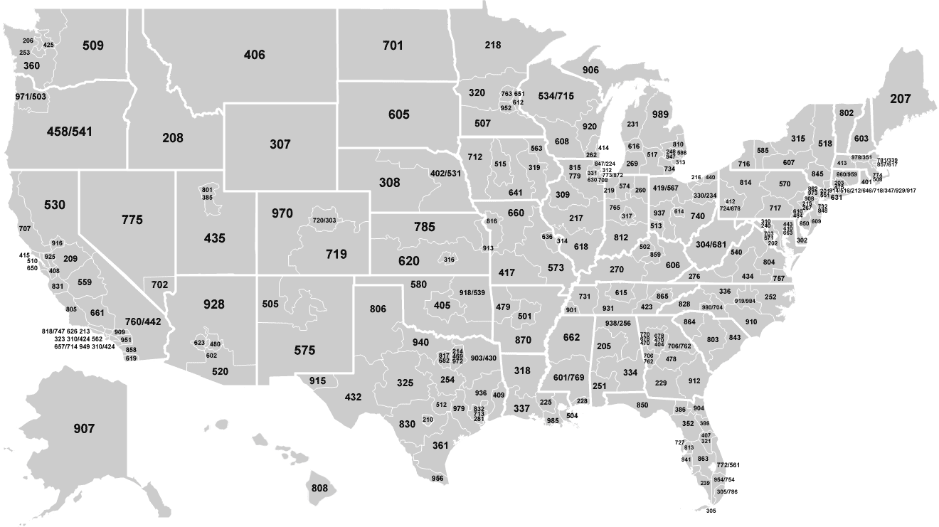 Image for usa area code map