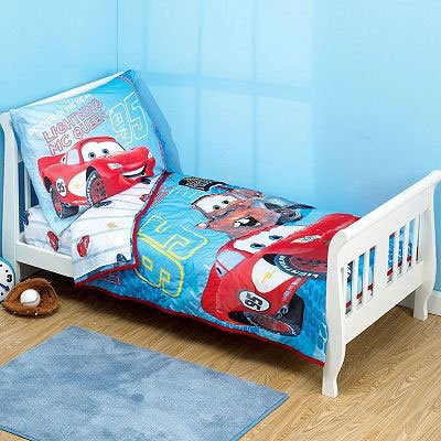 Christmas Disney Cars Toddler Bedding 4pc Set - Reversible Comforter Bed Set Deals