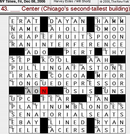 Rex Parker Does the NYT Crossword Puzzle: FRIDAY, Dec. 8, 2006 - Harvey ...