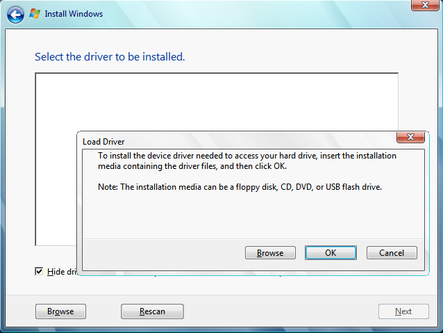 Windows 7 USB Installation: Load Drivers | A required CD ...